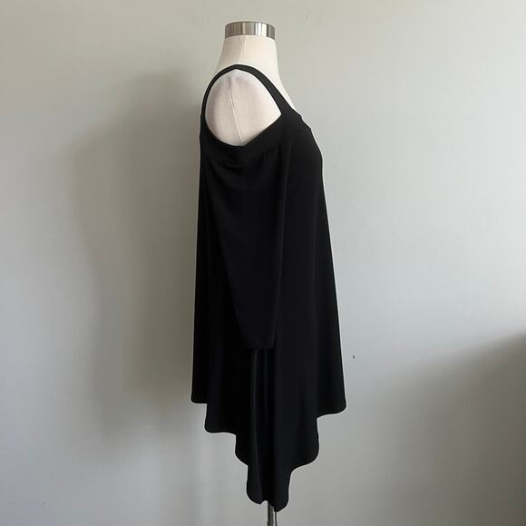 Clara Sun Woo Cold Shoulder Asymmetrical Hem Tunic Black XS NWT - Picture 4 of 8